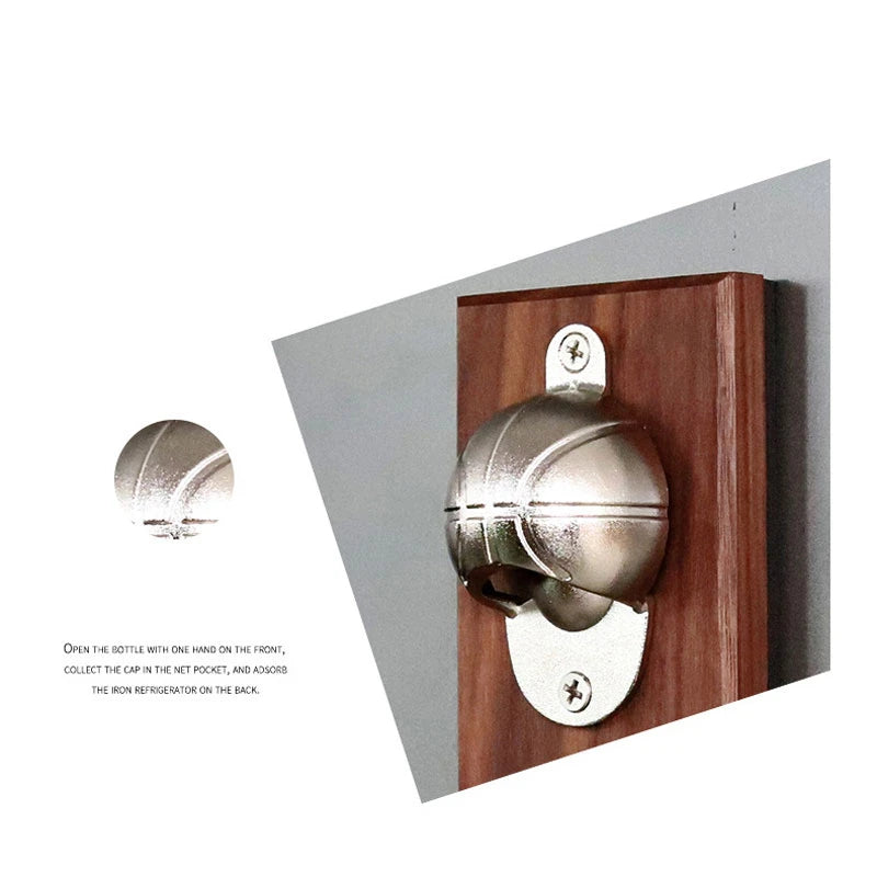 Magnet Basketball Shot Bottle Opener with Pocket Wall Mounted Home Decor Can Wine Beer Opener Kitchen Gadget Bar Party Supplies