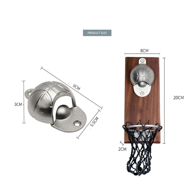 Magnet Basketball Shot Bottle Opener with Pocket Wall Mounted Home Decor Can Wine Beer Opener Kitchen Gadget Bar Party Supplies