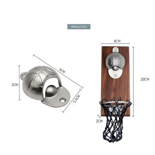 Magnet Basketball Shot Bottle Opener with Pocket Wall Mounted Home Decor Can Wine Beer Opener Kitchen Gadget Bar Party Supplies
