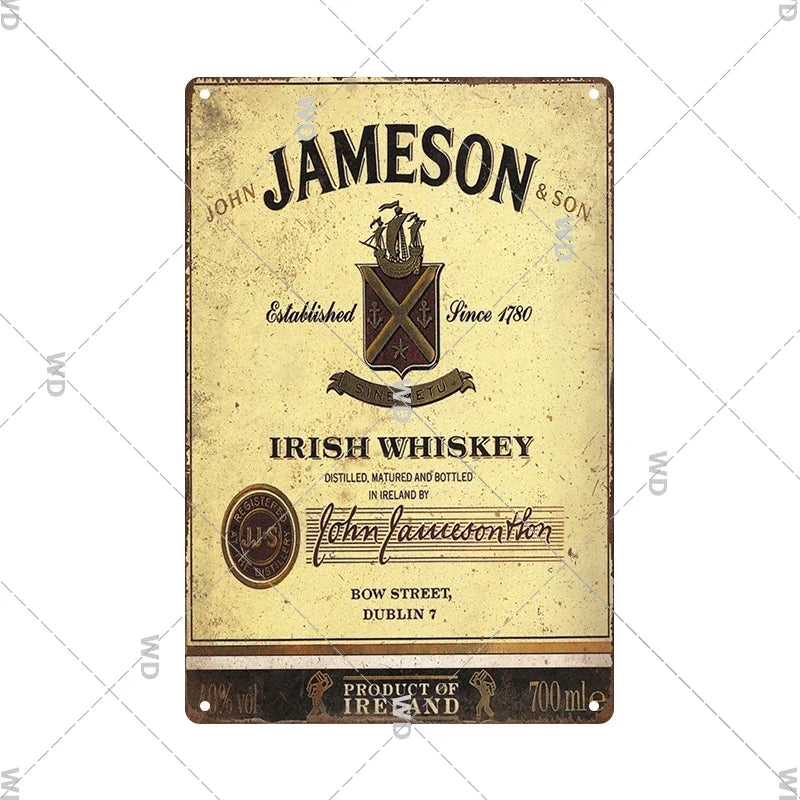 Whisky Brand Metal Vintage Tin Sign Metal Sign Decorative Wall Plaque Advertising Plate Pub Bar Club Man Cave Decor Wall Decor