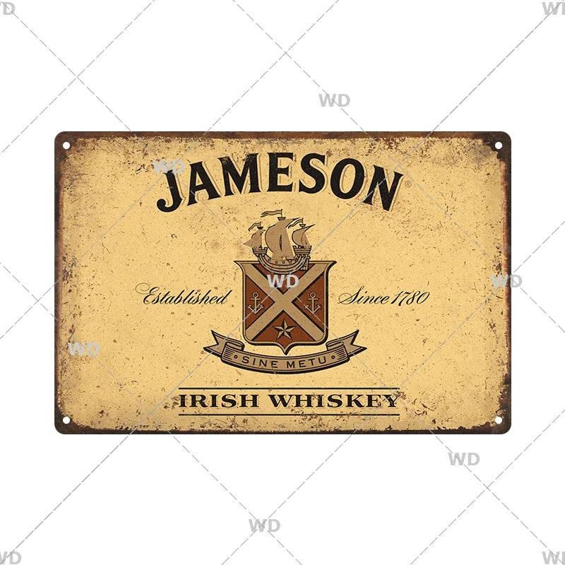 Whisky Brand Metal Vintage Tin Sign Metal Sign Decorative Wall Plaque Advertising Plate Pub Bar Club Man Cave Decor Wall Decor
