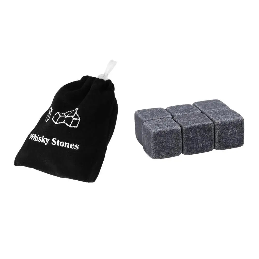 6Pcs Whiskey Stones Sipping Ice Cube Cooler Reusable Whisky Ice Stone Whisky Natural Rocks Bar Wine Cooler Party Wedding Gifts
