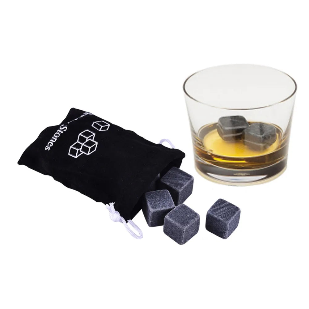6Pcs Whiskey Stones Sipping Ice Cube Cooler Reusable Whisky Ice Stone Whisky Natural Rocks Bar Wine Cooler Party Wedding Gifts
