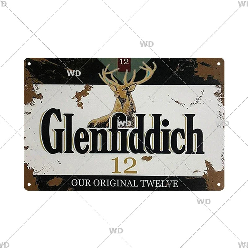 Whisky Brand Metal Vintage Tin Sign Metal Sign Decorative Wall Plaque Advertising Plate Pub Bar Club Man Cave Decor Wall Decor