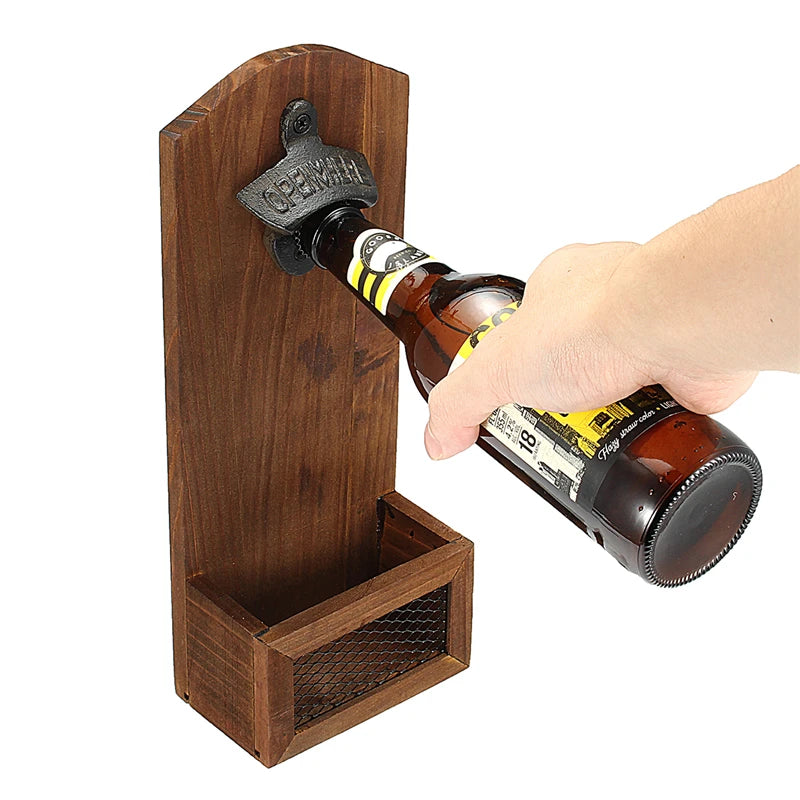 1Pcs Creativity Vintage Wall Bottle Opener Wall Mounted Bar Beer Glass Bottle Cap Opener Home Decoration