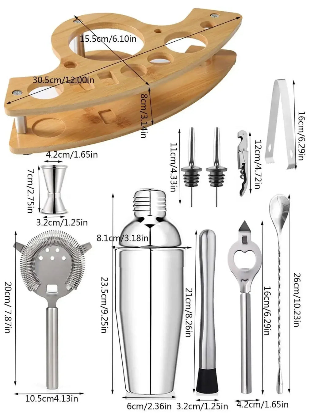 Premium Cocktail Shaker Set — 12 Piece Stainless Steel Bar Kit