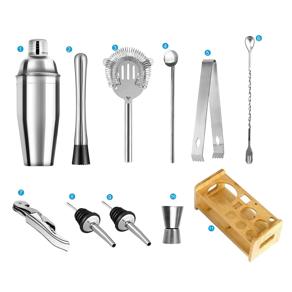 Premium Cocktail Shaker Set — 12 Piece Stainless Steel Bar Kit