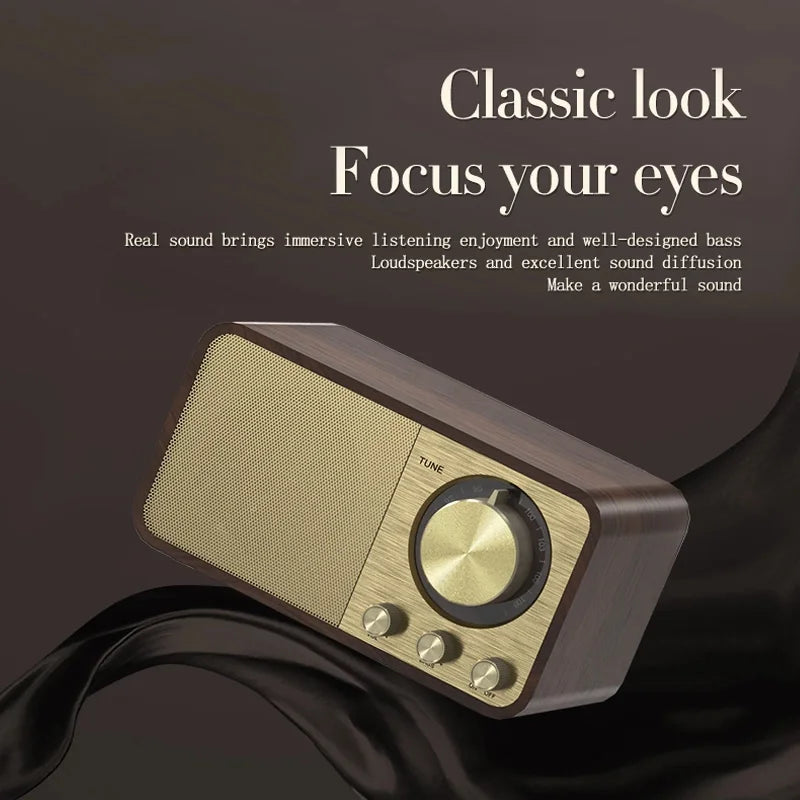 Nostalgic Bluetooth Speaker Bluetooth Sound Retro Classic Speaker Retro Radio Wireless Bluetooth 5.0 Wooden Portable Subwoofer