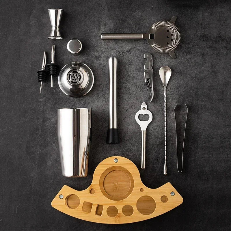 Premium Cocktail Shaker Set — 12 Piece Stainless Steel Bar Kit