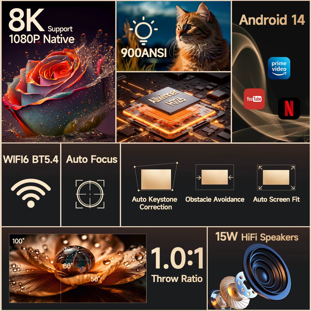 4K Smart Cinema Projector — 580 ANSI Home Theatre