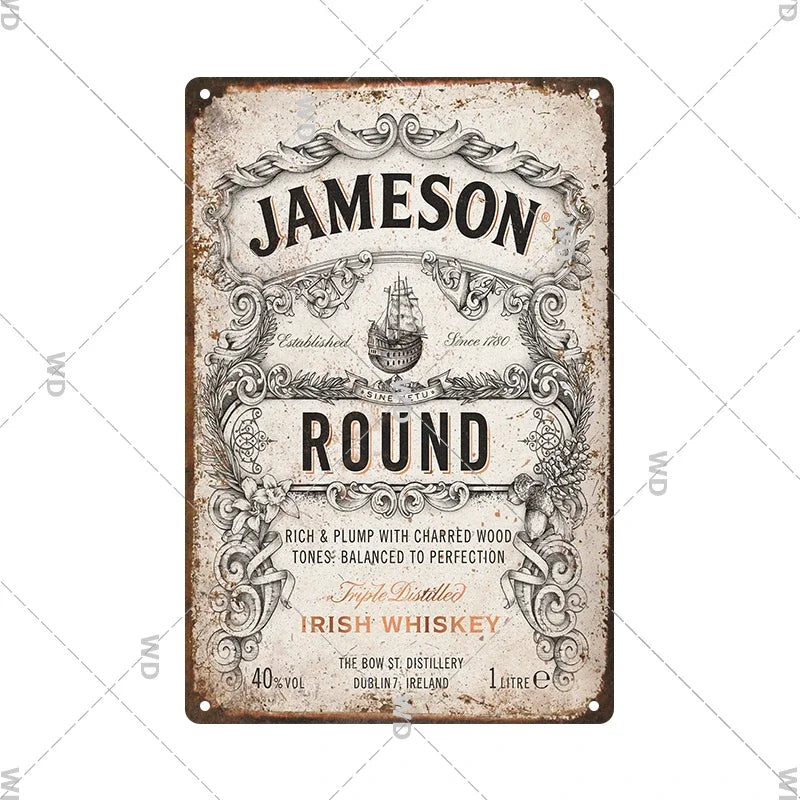 Whisky Brand Metal Vintage Tin Sign Metal Sign Decorative Wall Plaque Advertising Plate Pub Bar Club Man Cave Decor Wall Decor