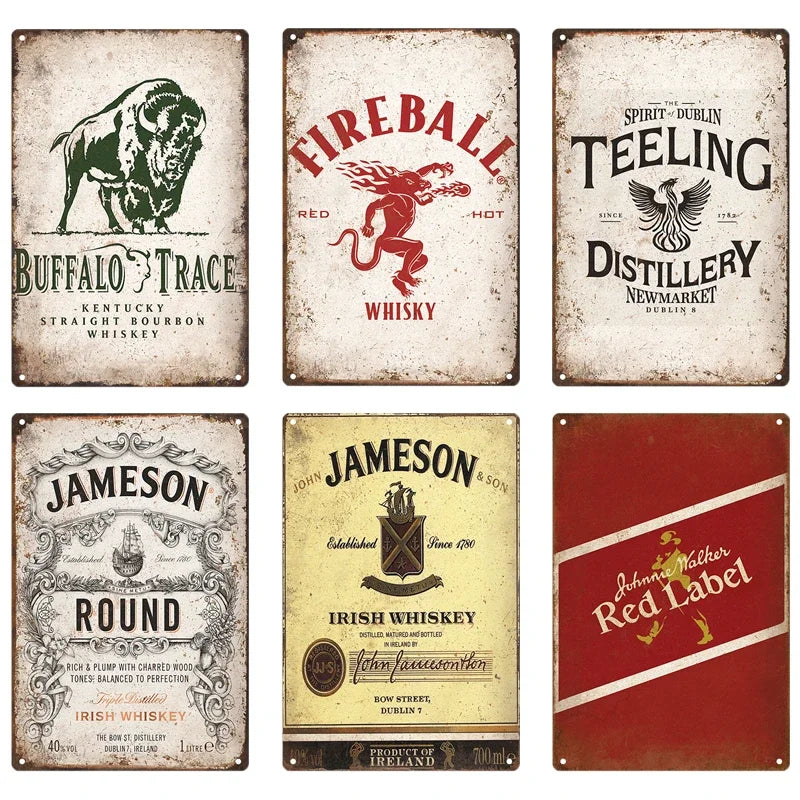 Whisky Brand Metal Vintage Tin Sign Metal Sign Decorative Wall Plaque Advertising Plate Pub Bar Club Man Cave Decor Wall Decor