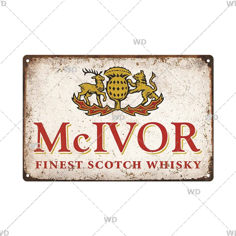 Whisky Brand Metal Vintage Tin Sign Metal Sign Decorative Wall Plaque Advertising Plate Pub Bar Club Man Cave Decor Wall Decor