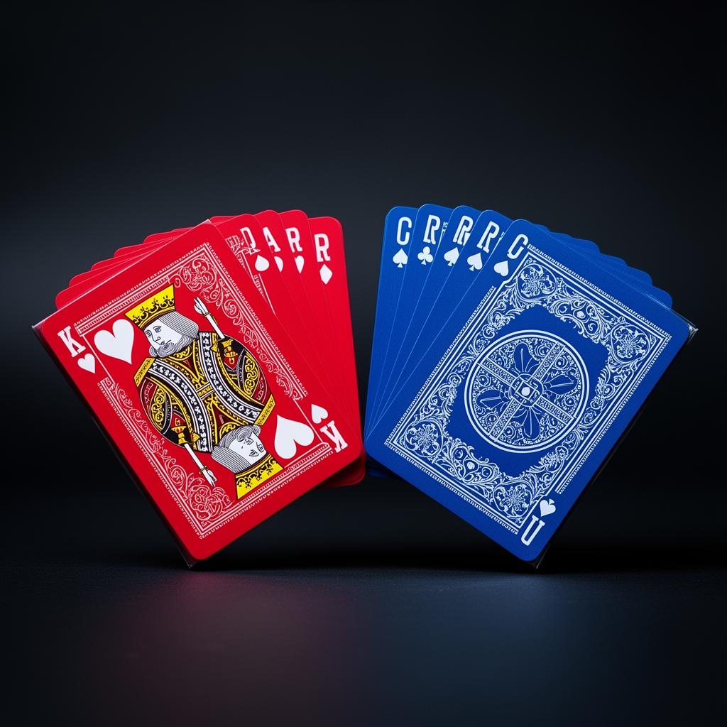 Premium plastic playing cards red and blue 2-deck set