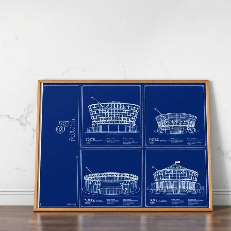 Stadium Blueprint Art Print Set
